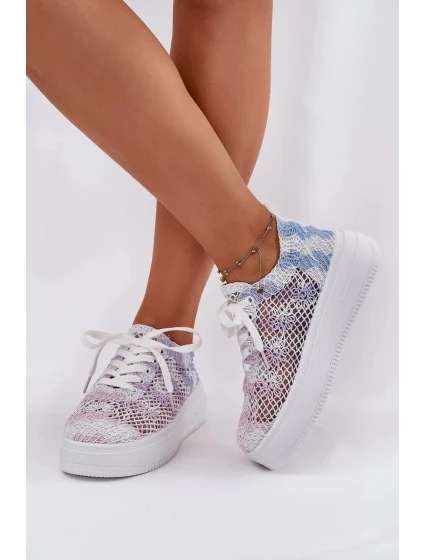 Dámské tenisky na platformě se háčkovaným svrškem – multikolor Mirietto Dámské tenisky na platformě se háčkovaným svrškem – multikolor Mirietto