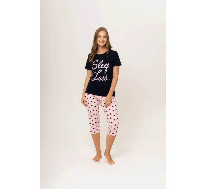 Dámské pyžamo 135/256 tm. modré s růžovou - Karol