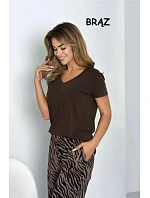 Dámské tričko Serek s krátkým rukávem hnědé - Off Pink