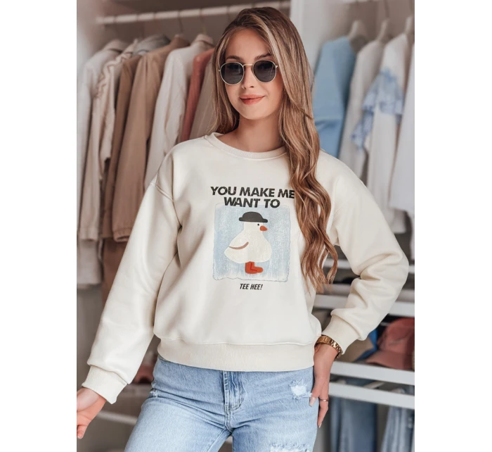 Dámská oversize mikina s potiskem GOOSHY ecru FashionStreet BY1427