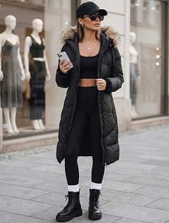 Dámská zimní bunda s kožešinou, dlouhá, černá, FashionStreet TY5470