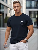 Pánské bavlněné tričko s malým potiskem, tmavě modré, FashionStreet NX5131R