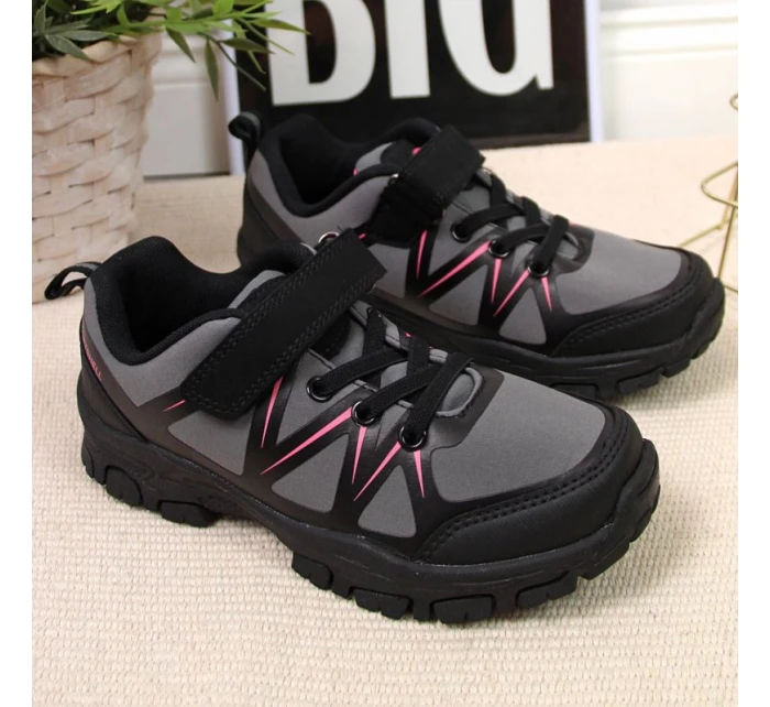 American Club Jr AM902A šedé trekové boty na suchý zip