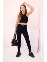 Dámské teplákové kalhoty s model 21154153 a šňůrkou v pase černé - K-Fashion