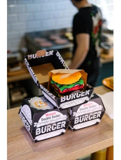Ponožky s potiskem hamburgeru – sada 2 párů unisex v originálním balení