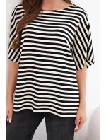 Dámská bavlněná pruhovaná halenka s krátkým rukávem námořnická Dámská bavlněná pruhovaná halenka s krátkým rukávem námořnická