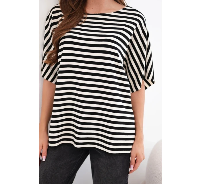 Dámská bavlněná pruhovaná halenka s krátkým rukávem námořnická Dámská bavlněná pruhovaná halenka s krátkým rukávem námořnická