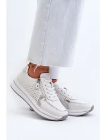 Dámské kožené tenisky na platformě bílé ligustr Dámské kožené tenisky na platformě bílé ligustr