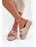 Dámské Pantofle Na Klínu S A Dekorací Béžové model 21698893 - Boto