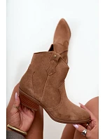 Dámské kožené kotníkové boty na podpatku Big Star model 22349472 Camel - Big Star Shoes