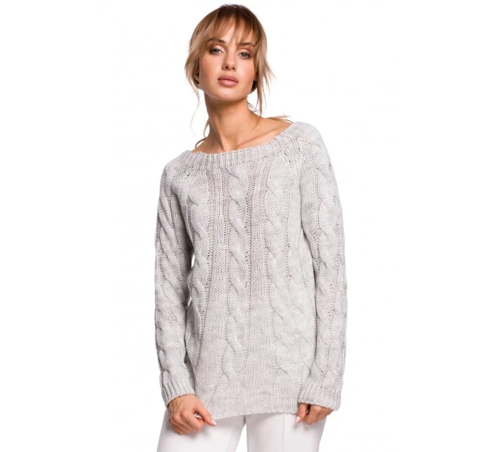 Svetr s výstřihem Bateau M511 šedý - Moe