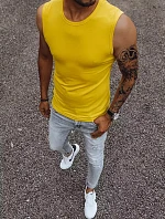 Pánské tričko bez rukávů bez potisku žluté FashionStreet RX4920