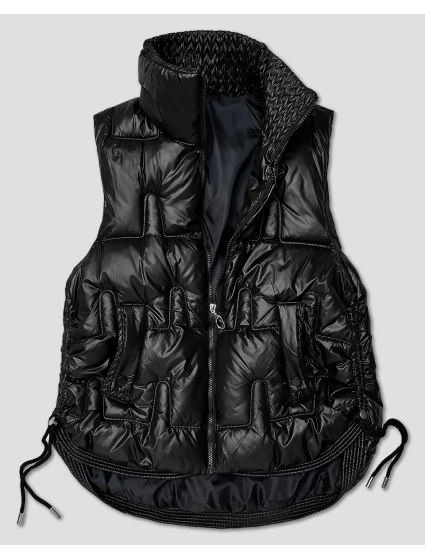 Černá krátká dámská vesta se stahovacími boky model 21463543 - S'WEST