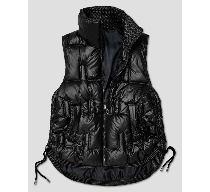 Černá krátká dámská vesta se stahovacími boky model 21463543 - S'WEST