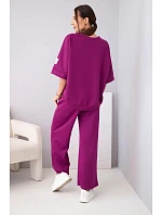 Dámský máslový komplet z viskózy mikina a široké kalhoty světle fialový