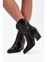 Dámské Kožené Na Podpatku Černé model 21747852 - Boto Dámské Kožené Na Podpatku Černé model 21747852 - Boto
