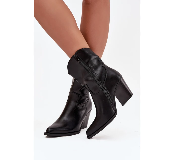 Dámské Kožené Na Podpatku Černé model 21747852 - Boto Dámské Kožené Na Podpatku Černé model 21747852 - Boto