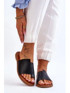 Dámské kožené žabky Černá Amite