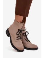 Dámské boty Vinceza – béžové, z pravé kůže, nízký podpatek, zateplené