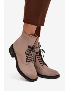 Dámské boty Vinceza – béžové, z pravé kůže, nízký podpatek, zateplené