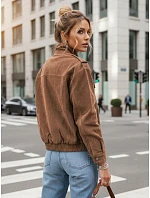Dámská semišová bunda bomber TY5644  hnědá - FashionStreet