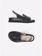 Designové  sandály černé dámské bez podpatku