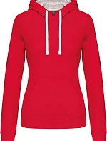 Kariban K 465 Dámská mikina s kontrastní kapucí 20.K465 red/white