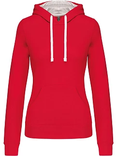 K 465 Dámská mikina s kontrastní kapucí model 22509566 red/white - Kariban