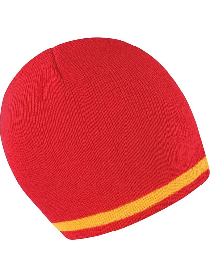 Result Headwear R 368X Pletená čepice s kontrastními pruhy 28.368X red/yellow