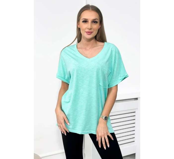 Bavlněná halenka s kapsičkou mint