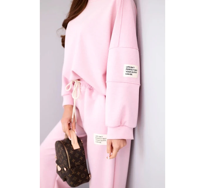 Dámská sada máslová mikina + kalhoty světle růžový