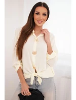 Dámská košile s viskózou, zdobnými knoflíky a límcem žlutá Dámská košile s viskózou, zdobnými knoflíky a límcem žlutá