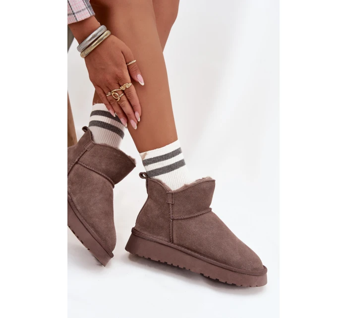 Sněhule z přírodního semiše s kožíškem model 21707916 hnědé - VINCEZA