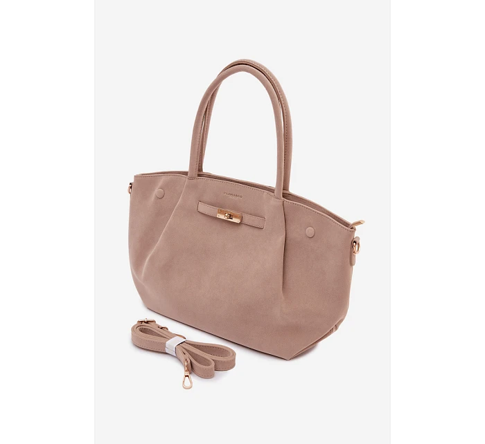 Shopper taška z imitace semiše Béžová Nellia