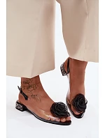 Dámské průhledné sandály s růží D&A MR61-9003 Černé