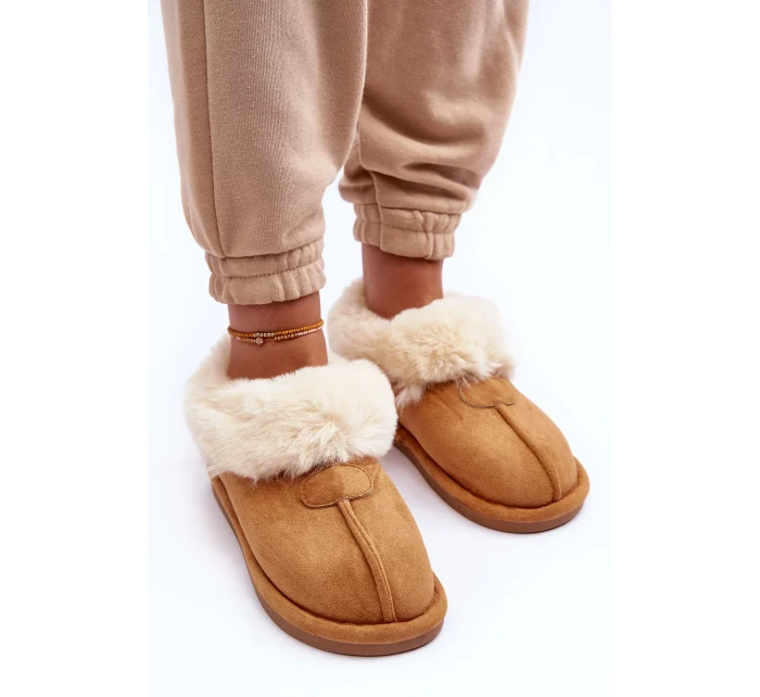 Dámské pantofle s kožíškem, hnědé Lanoze