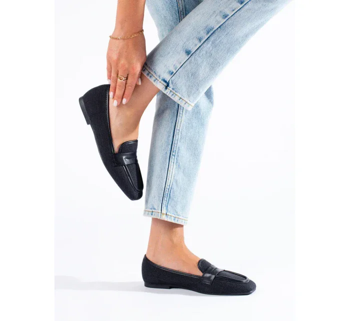 Trendy mokasíny dámské černé bez podpatku Trendy mokasíny dámské černé bez podpatku