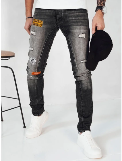 Pánské tmavě šedé džínové kalhoty FashionStreet UX4150 Pánské tmavě šedé džínové kalhoty FashionStreet UX4150
