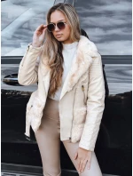 Dámská kožená bunda ramones s kožešinou krémová FashionStreet TY5275 Dámská kožená bunda ramones s kožešinou krémová FashionStreet TY5275