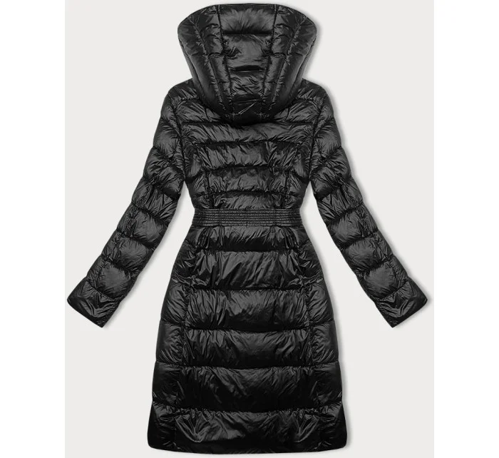 Černá dámská bunda pro přechodné období s páskem model 21248778 - Libland