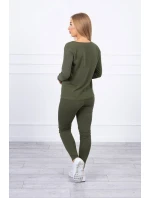 Sada s khaki výstřihem na knoflíky