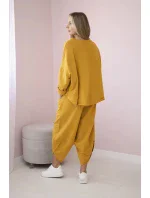 Bavlněná mikina kalhoty set hořčice Bavlněná mikina kalhoty set hořčice