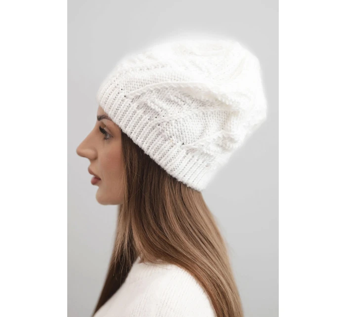 Dámská zimní čepice vlněná s krystaly a vzorem model 21859293 mocca - K-Fashion