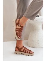 Kožené Dámské Sandály Zazoo model 21682178 Camel - Boto Kožené Dámské Sandály Zazoo model 21682178 Camel - Boto