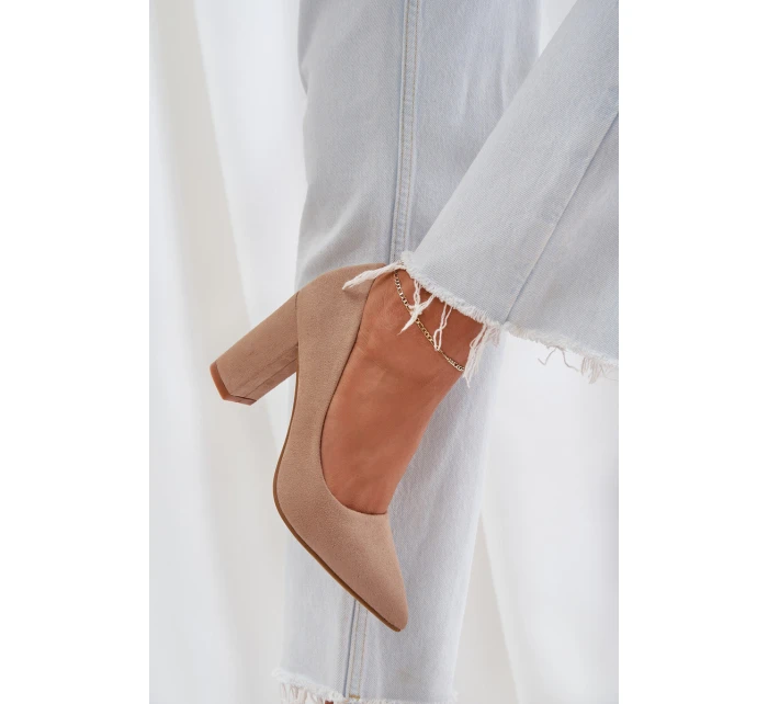 Dámské Lodičky Na Klíně Eko Semišové Tmavě Béžové Florena