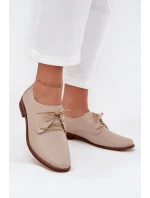 Dámské kožené elegantní šněrovací polobotky model 21707333 béžové - Zazoo