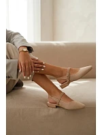 Materiálové baleríny dámské Béžové S Páskem Selrene