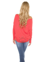 Trendy Koucla pullover with lace and rhinestones