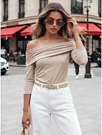 POLL dámská pruhovaná halenka béžová FashionStreet RY2513 POLL dámská pruhovaná halenka béžová FashionStreet RY2513