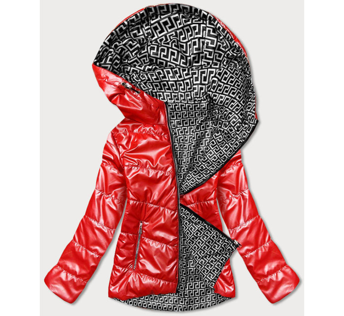 Červená dámská oboustranná bunda (BR9795-4)